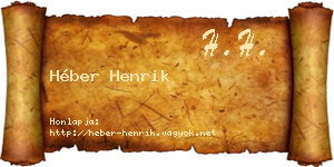 Héber Henrik névjegykártya